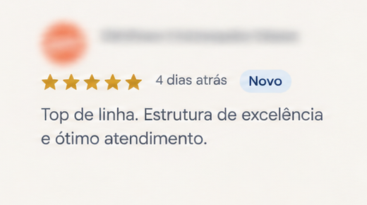 Avaliação de cliente com cinco estrelas no Google